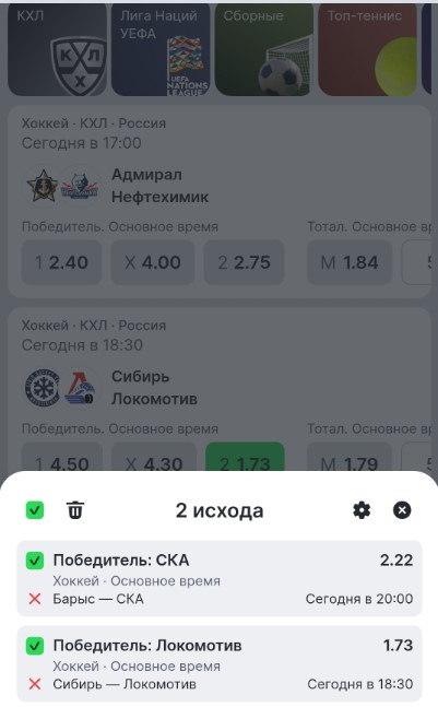ставка в приложении лига ставок
